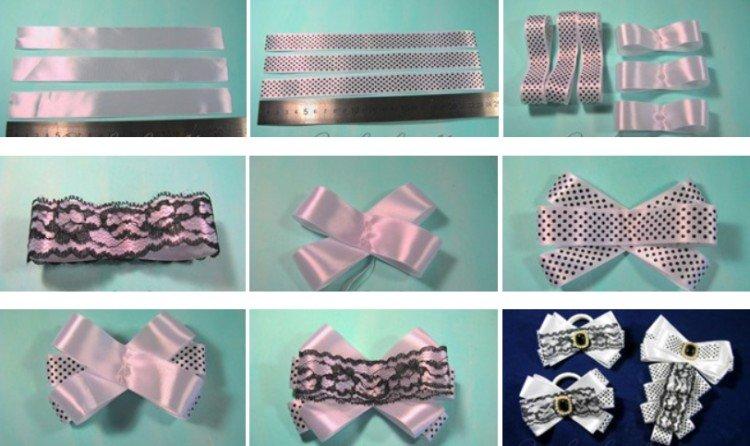 Nœud de ruban noir et blanc contrastant bricolage