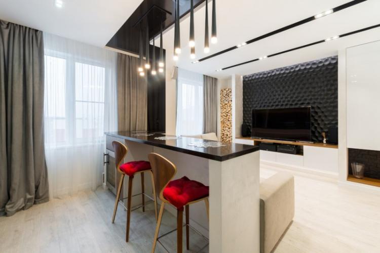 Comptoirs de bar à l'intérieur de la cuisine - photo