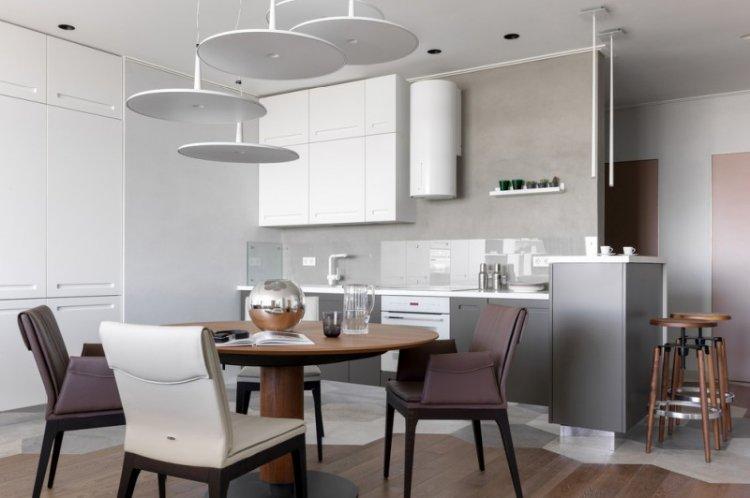 Cuisine grise et blanche - Design d'intérieur