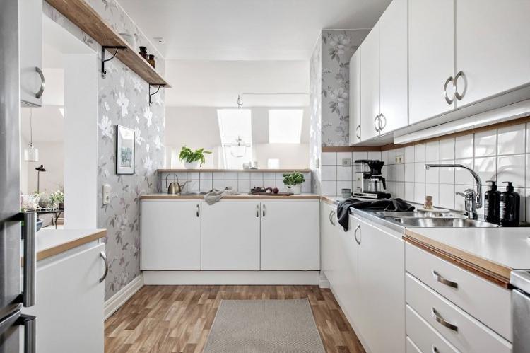 Papier peint pour cuisine blanche - photo de design d'intérieur
