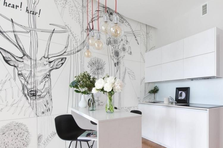 Cuisine avec comptoir blanc et dosseret - design d'intérieur