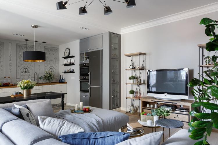 Nuits Blanches : Cuisine-salon dans un style scandinave - design d'intérieur