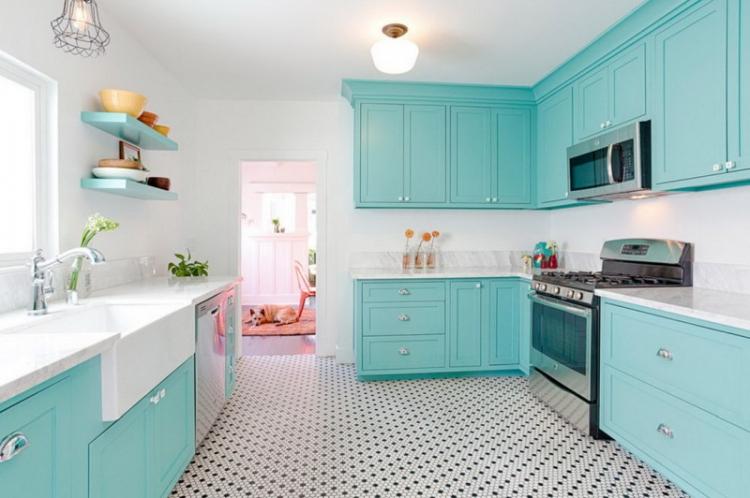 Cuisine Design - Turquoise et Blanc