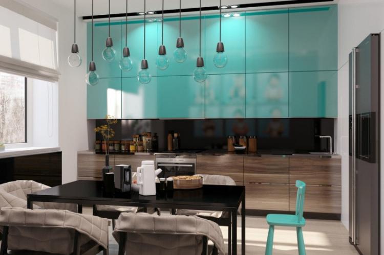 Conception de cuisine en couleur turquoise - photo