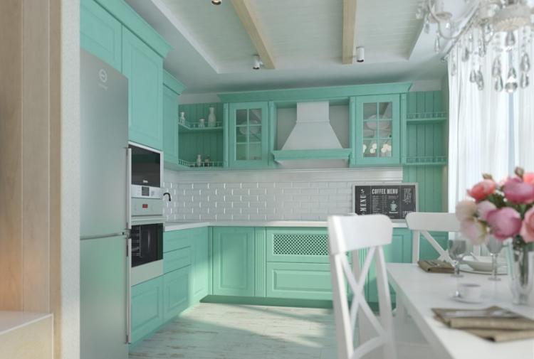 Conception de cuisine en couleur turquoise - photo