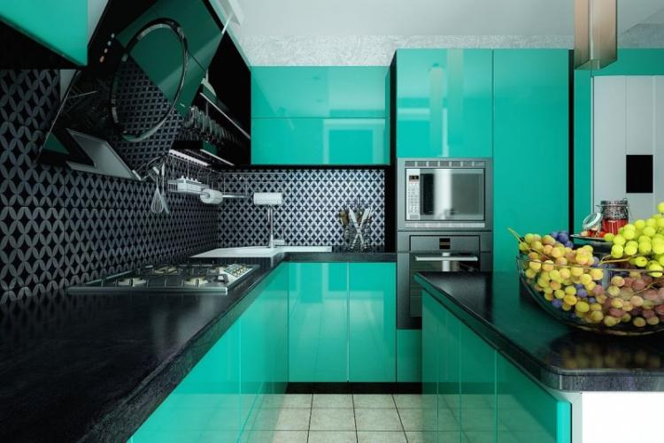 Conception de cuisine en couleur turquoise - photo