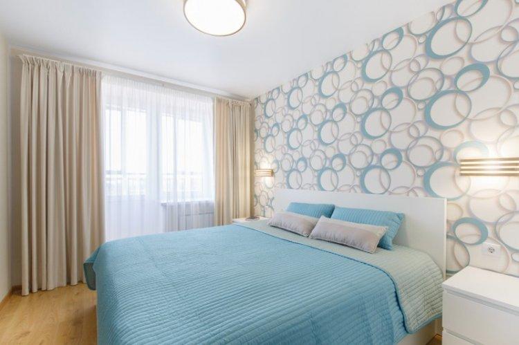 Chambre à coucher de couleur turquoise - photo de design d'intérieur