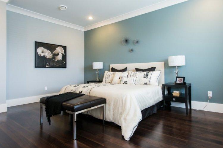 Chambre à coucher de couleur turquoise - photo de design d'intérieur