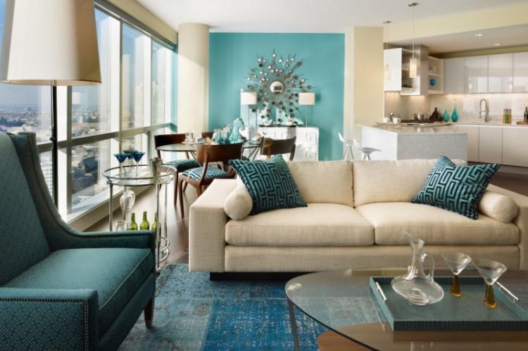 Turquoise avec beige - Combinaisons de couleurs à l'intérieur