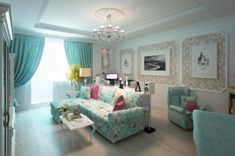 Couleur turquoise à l'intérieur du salon