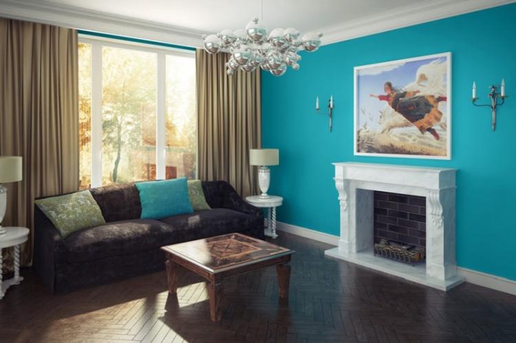 Couleur turquoise à l'intérieur du salon