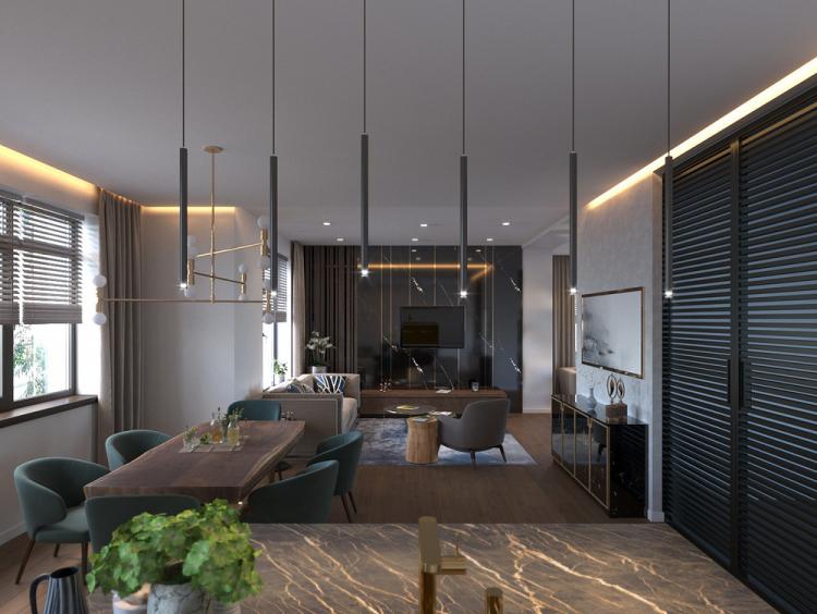 Black Style Home : Intérieur cuisine-salon