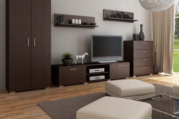 Couleur wengé dans le salon - conception de photos