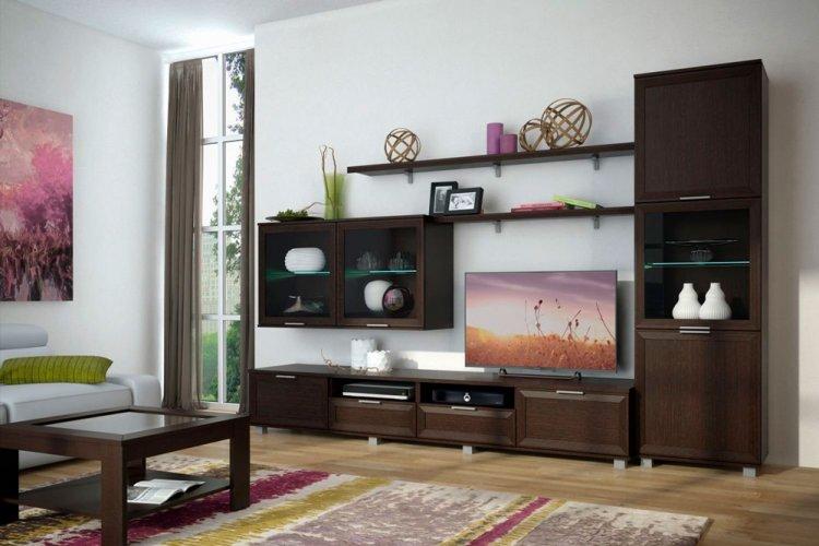 Couleur wengé dans le salon - conception de photos