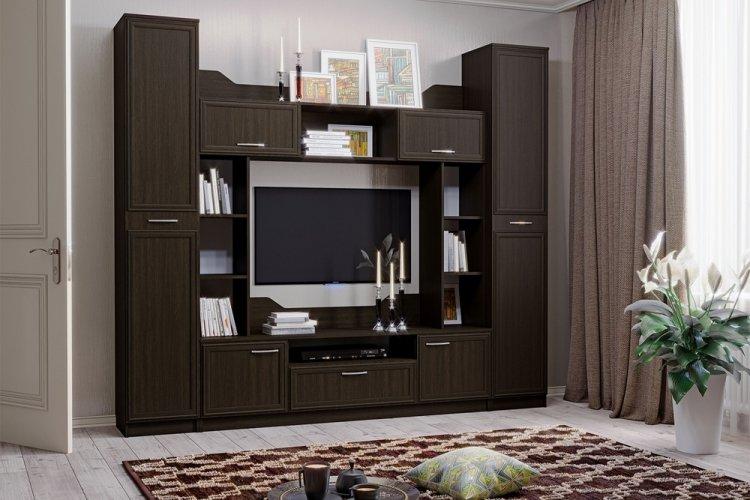 Couleur wengé dans le salon - conception de photos