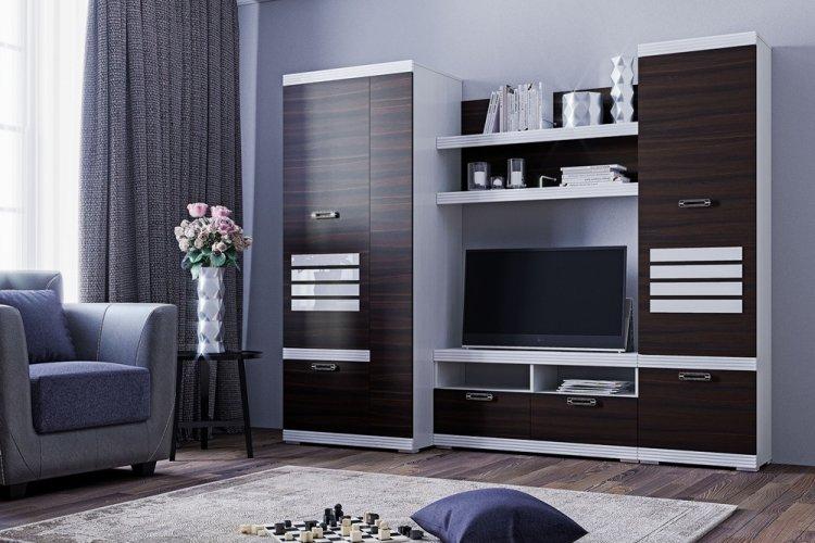 Couleur wengé dans le salon - conception de photos