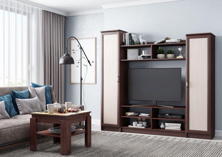 Couleur wengé dans le salon - conception de photos