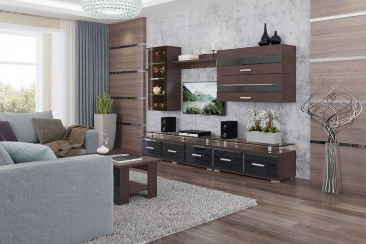 Couleur wengé dans le salon - conception de photos