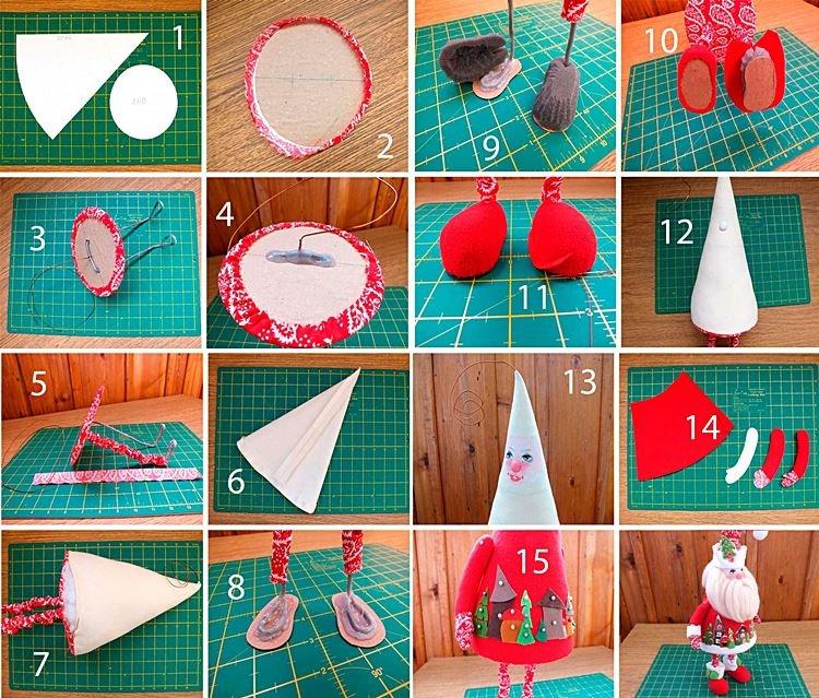 Père Noël sur ses jambes avec ses propres mains