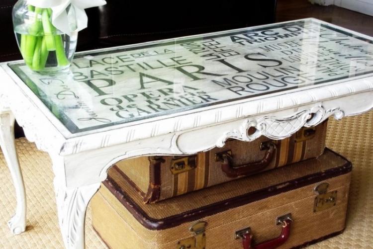 Décor sous verre - DIY déco de table ancienne