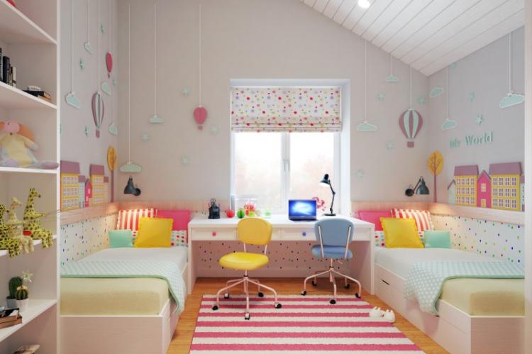 Aménagement intérieur d'une chambre d'enfants pour enfants de sexes différents - photo