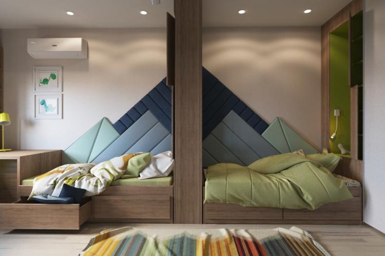 Chambre d'enfants pour deux garçons - design d'intérieur