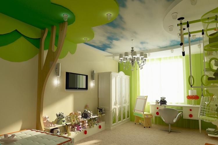 Décoration plafond - Conception d'une chambre d'enfant pour une fille