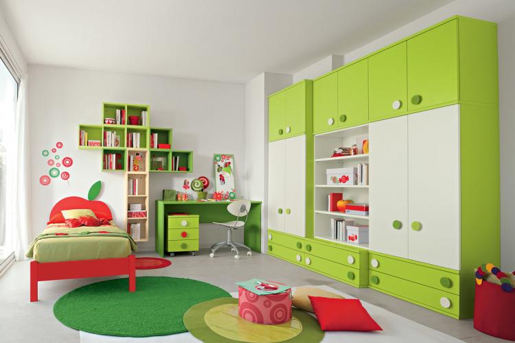 Chambre d'enfant verte pour une fille - Design d'intérieur