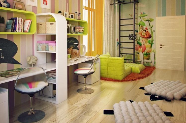 Conception de chambre d'enfant pour deux filles