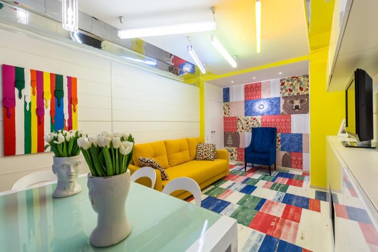 Séjour 18 m² dans le style du pop art - Design d'intérieur