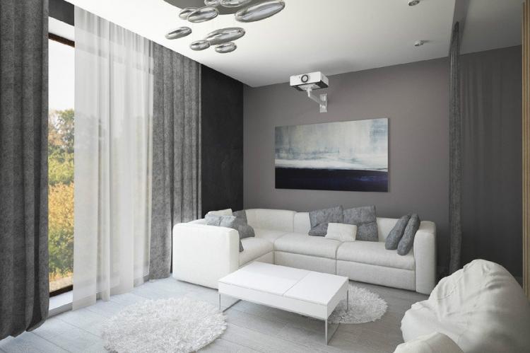 Salon gris 18 m² - Design d'intérieur