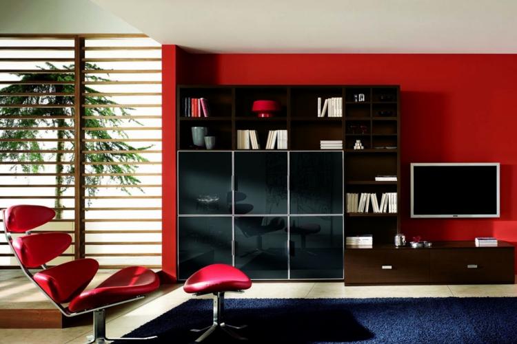 Salon rouge 18 m² - Design d'intérieur