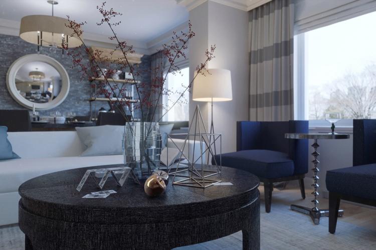 Salon bleu 18 m² - Design d'intérieur