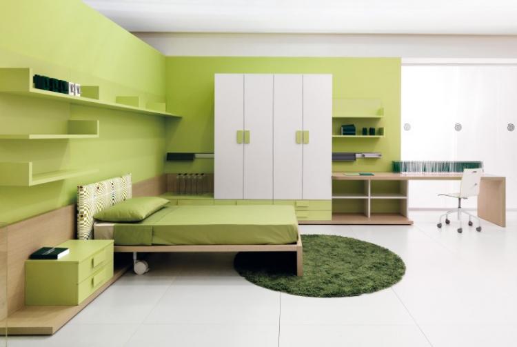 Chambre verte pour un adolescent - Design d'intérieur