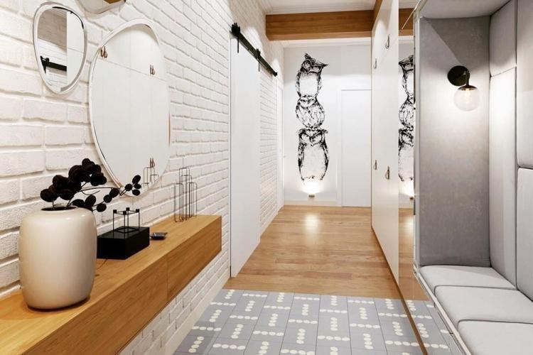 Couloir beige dans l'appartement - Design d'intérieur