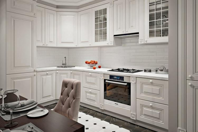 Cuisine 10 m² style néoclassique - Design d'intérieur