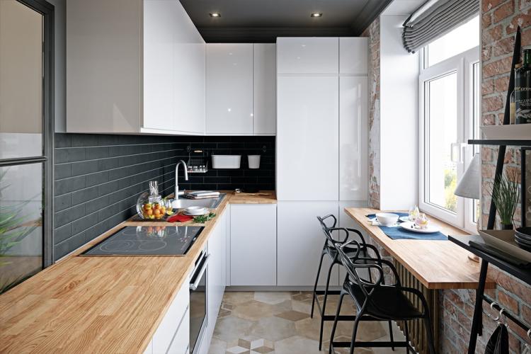 Cuisine 7 m² dans le style du minimalisme - Design d'intérieur