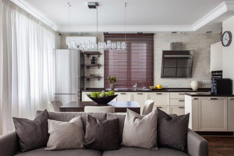 Cuisine-séjour 20 m² - Photo de décoration d'intérieur