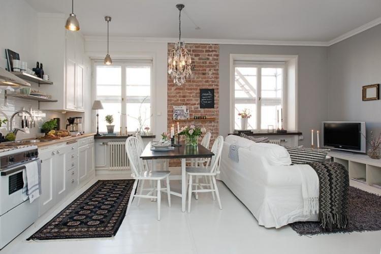 Cuisine-séjour 20 m² - Photo de décoration d'intérieur