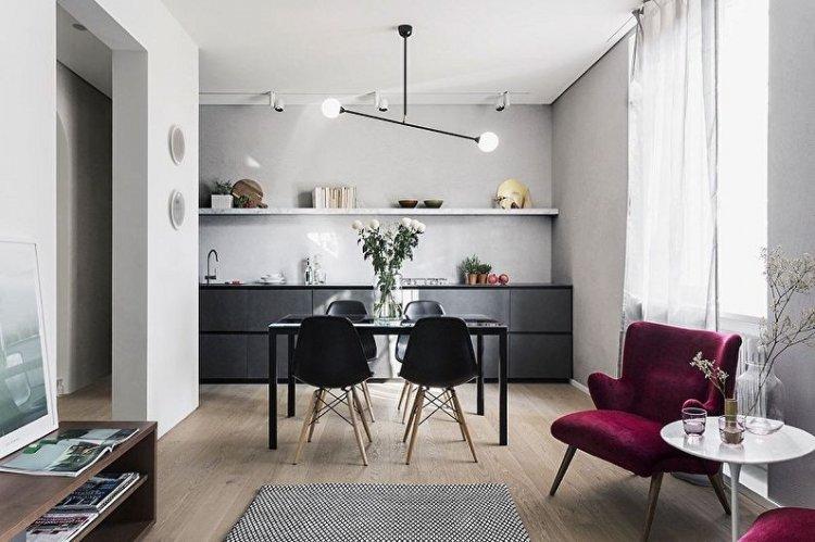 Cuisine-séjour 20 m² - Photo de décoration d'intérieur