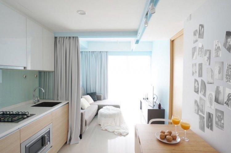 Cuisine-séjour 20 m² - Photo de décoration d'intérieur