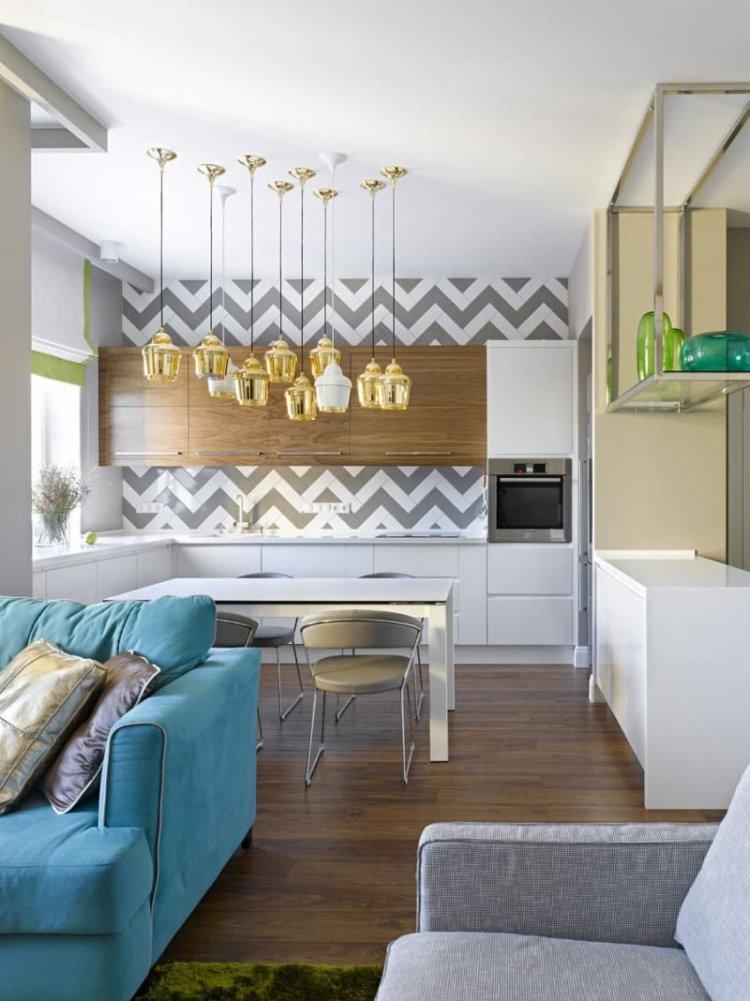 Cuisine-séjour 20 m² - Photo de décoration d'intérieur