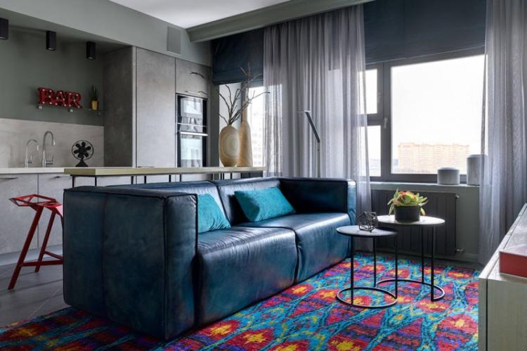 Conception de cuisine-salon - photos d'intérieurs réels