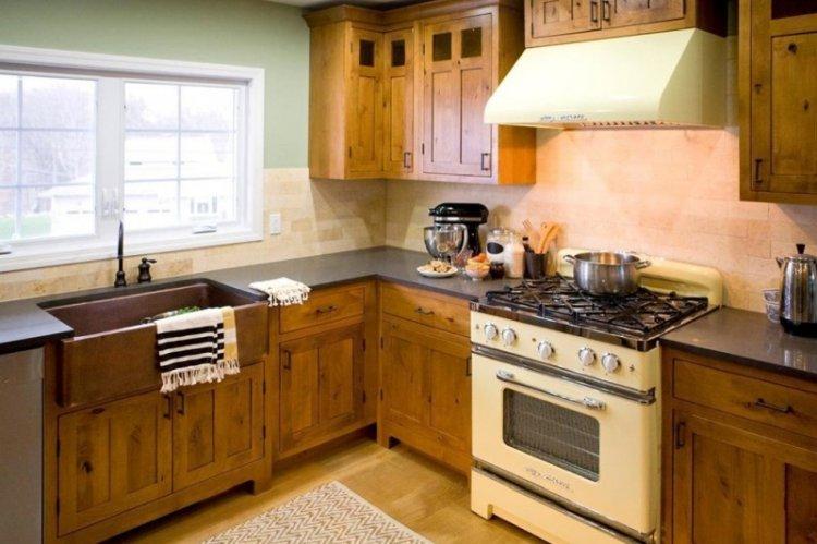 Cuisine d'angle de style campagnard - Design d'intérieur