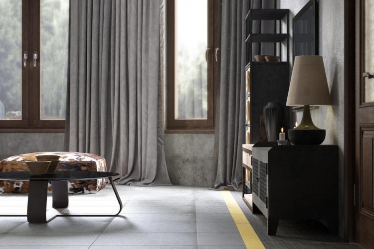 Rideaux et textiles - Conception de cuisine de style loft