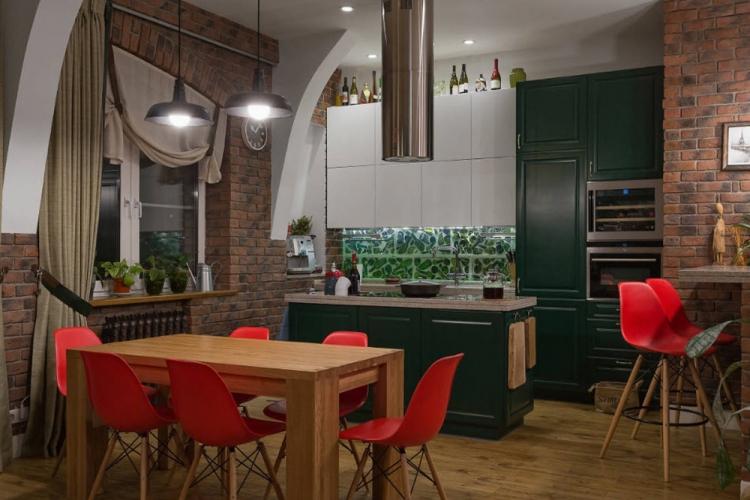 Conception de cuisine de style loft - photos de vrais intérieurs