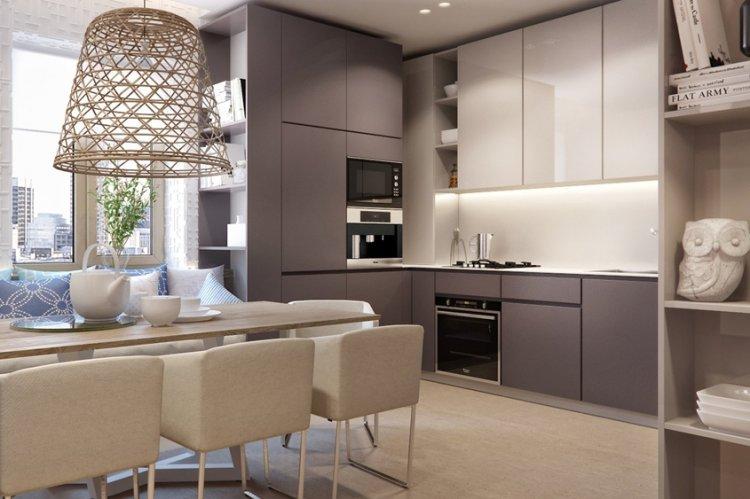 Cuisine minimaliste beige - Design d'intérieur