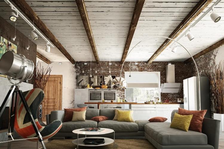 Décoration de plafond - Conception d'appartement de style loft