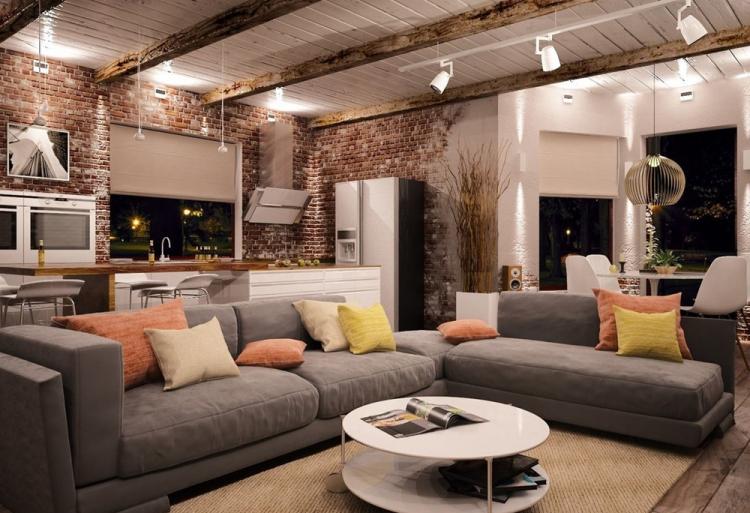 Salon - Conception d'appartement de style loft