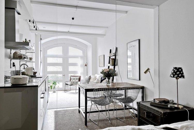 Contrastes et miroirs pour 33 m² à Göteborg - Conception d'un studio 33 m²